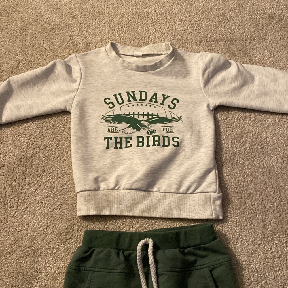 Sundays Are For The Birds Eagles 18-24 Months Sweatshirt & Sweatpants Outfit - Picture 4 of 7